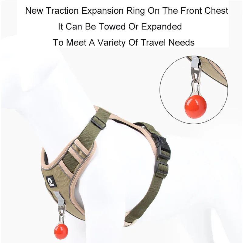 Шлейка для собак в стиле милитари светоотражающая жилетка с утолщенной ручкой на