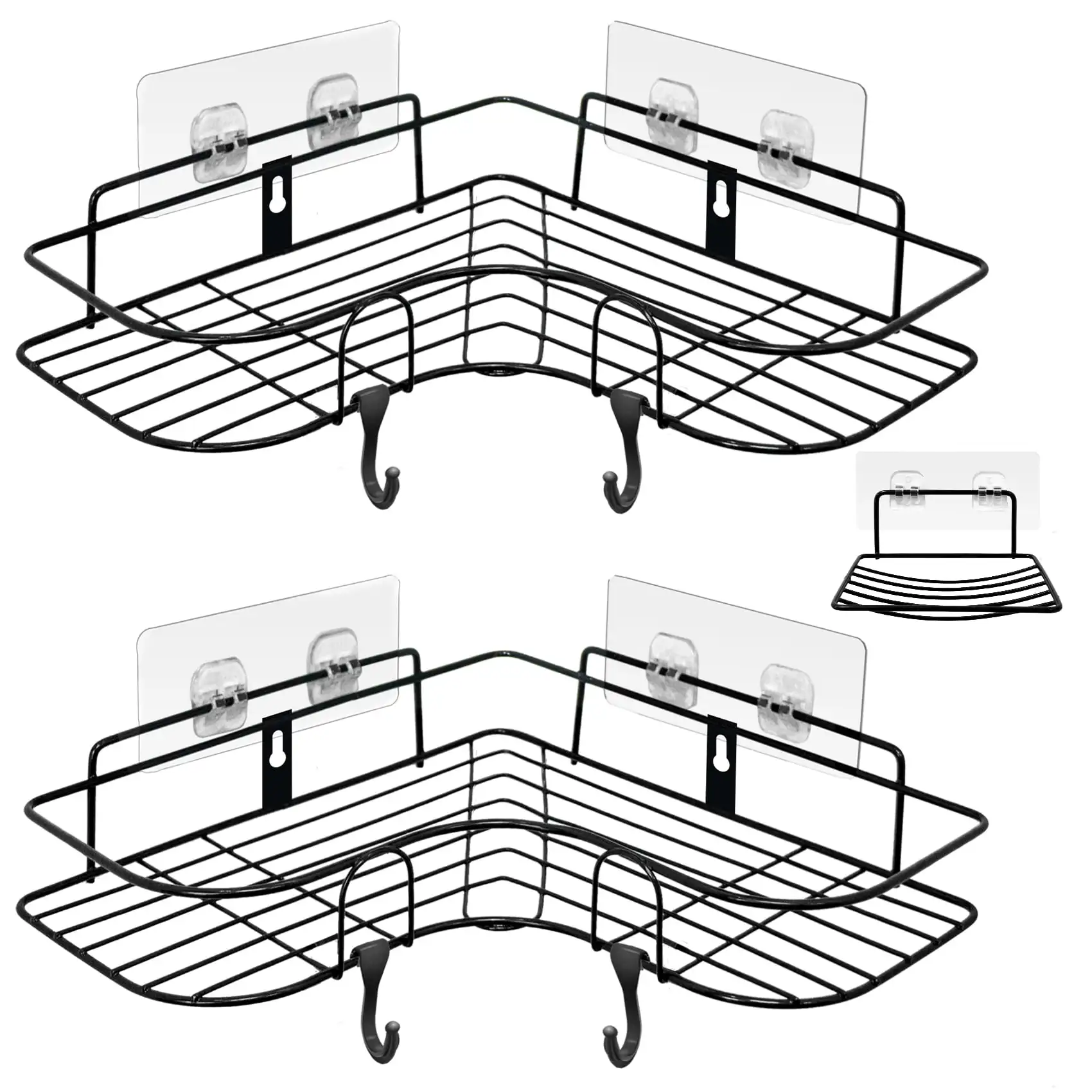 

Metal Shower Caddy with Soap Dish, Black, 3 Count Bathroom Accessory