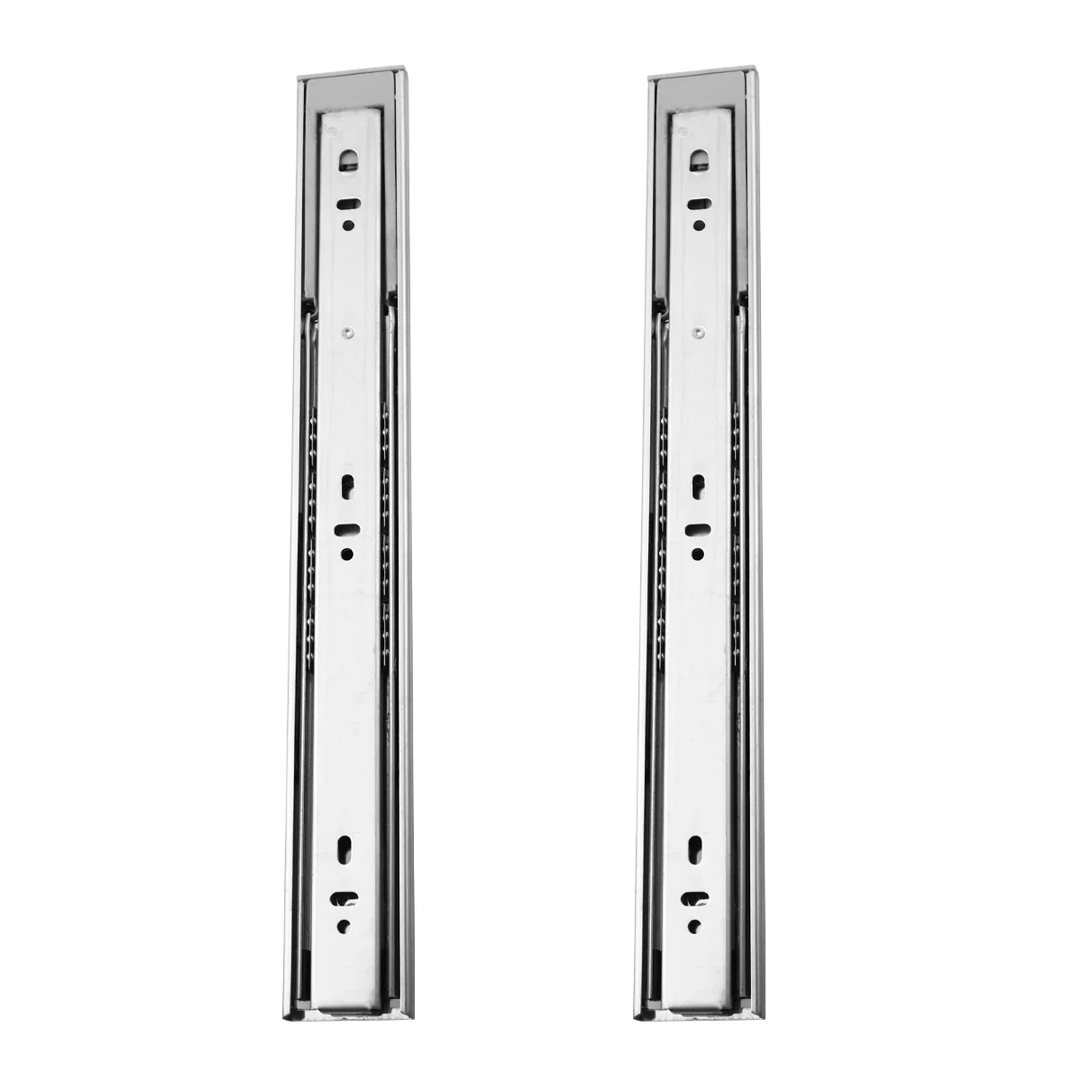 

2 Pcs Drawer Rails 3 Sections Track 20 Inches Mute Slide Double Spring Slider Steel Ball Bearing