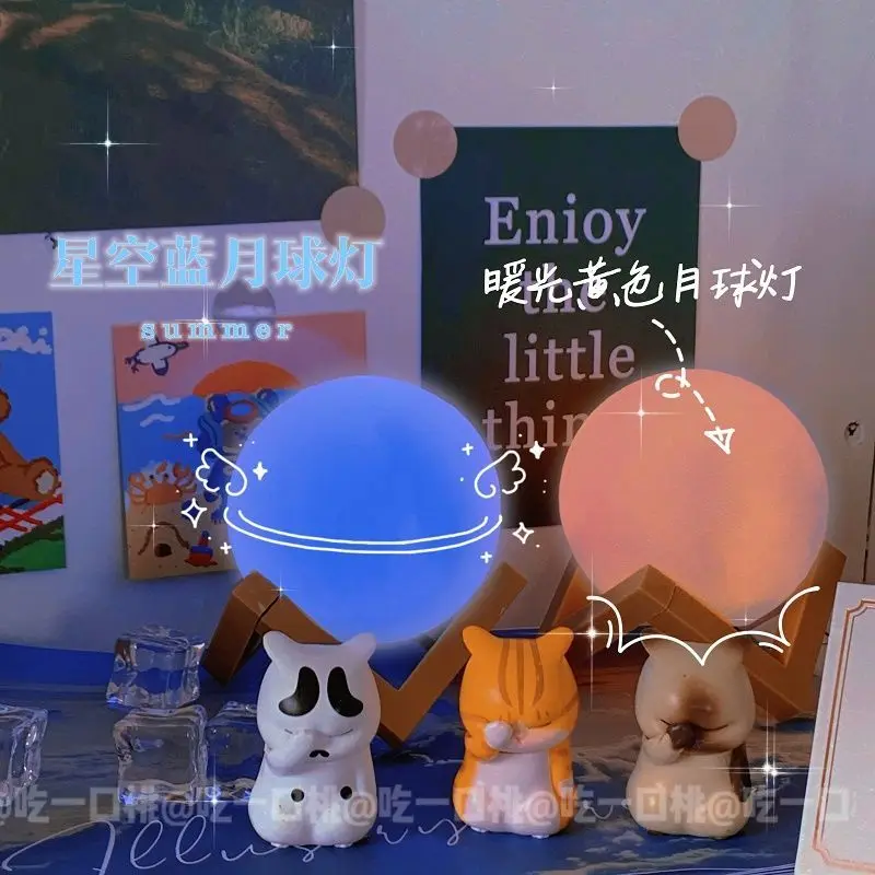 

LED Night Light 3D Print Moon Lamp 7CM Battery Powered With Stand Starry Lamp Colors Bedroom Decor Night Lights Kids Gifts