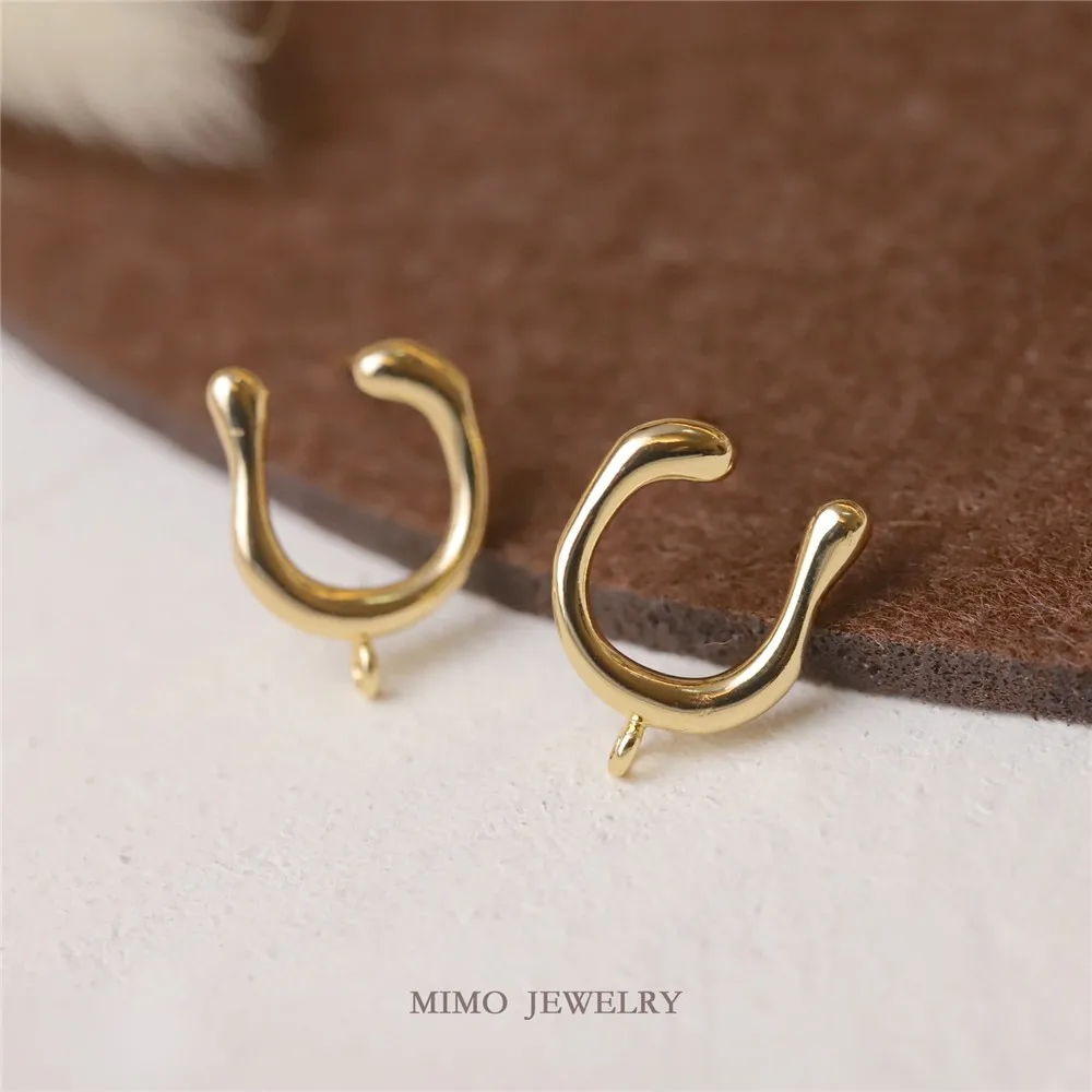 

Color-protected copper plated gold asymmetrical U-shaped INS wind semi-finished irregular ear stud DIY accessories