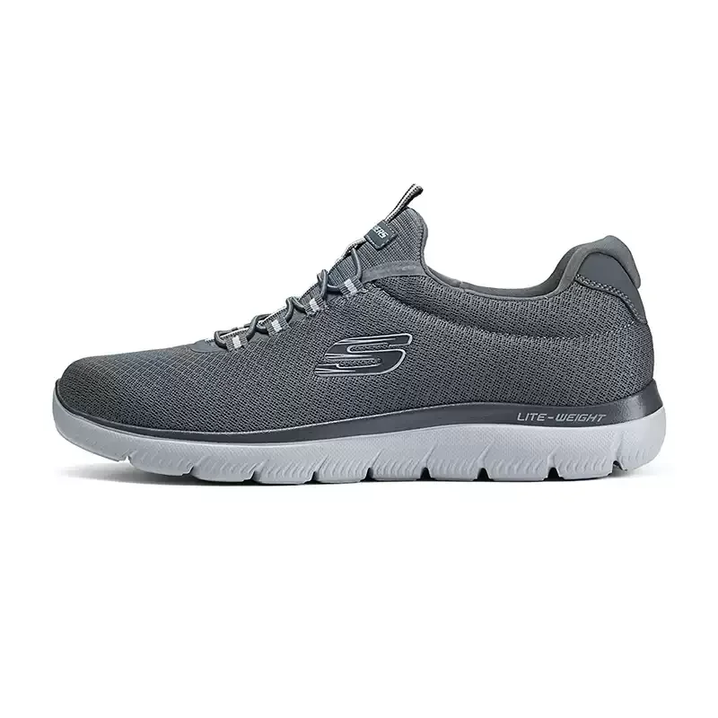 Фото Мужская обувь Skechers, новая летняя дышащая повседневная обувь без шнуровки с сетчатым верхом, оригинальная обувь на мягкой подошве для пожилых людей 52811-CHAR №4