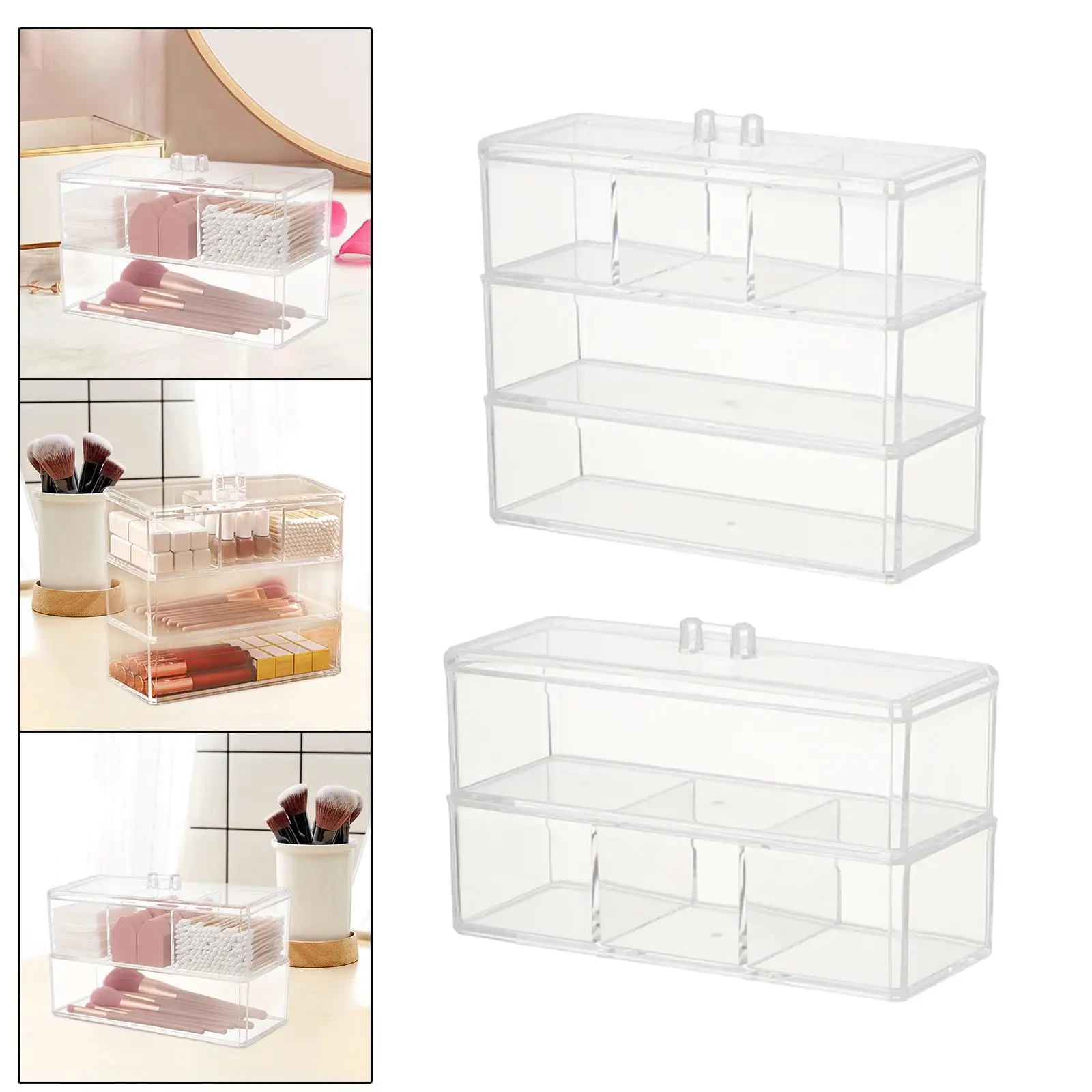 

Cosmetic Organiser Case Clear Storage Box for Cotton Swab Rod Lipstick Puff