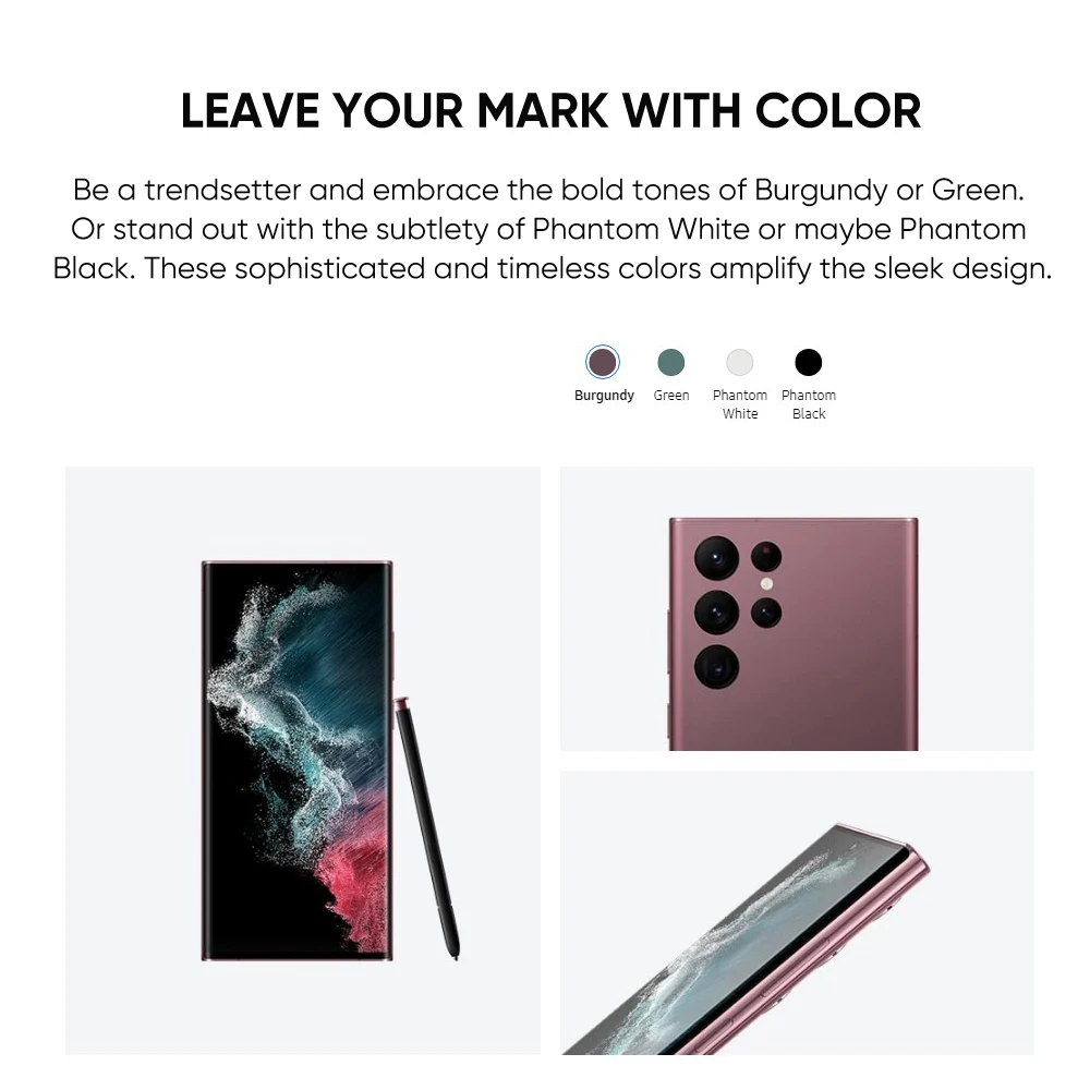 2022 Samsung Galaxy S22 Ultra Smartphone Qualcomm SM-S9080 Snapdragon 8 Gen 1 Android 12 Phone 6.8