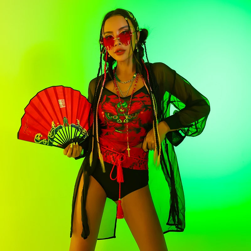 

Chinese Style Ds Performance Clothes Sexy Pole Dance Clothing For Women Music Festival Stage Costumes Gogo Dancers Wear DQS12285