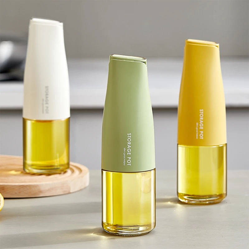 

Glass Oil Pot Automatic Opening And Closing Kitchen Oil Tank Without Hanging Oil Bottle Yellow