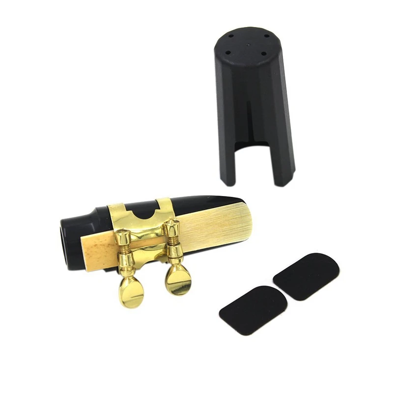 Plastic Soprano Sax Mouthpiece with Metal Cap Buckle Reed Mouthpiece Patches Pads Black images - 6