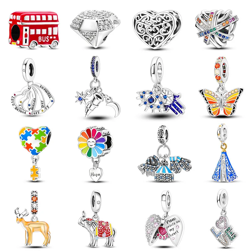 

Charms Plata De Ley 925 Avocado Green Pink Candy Antelope Paw Print Charm of Original Fits Women Anniversary DIY Jewelry Charms