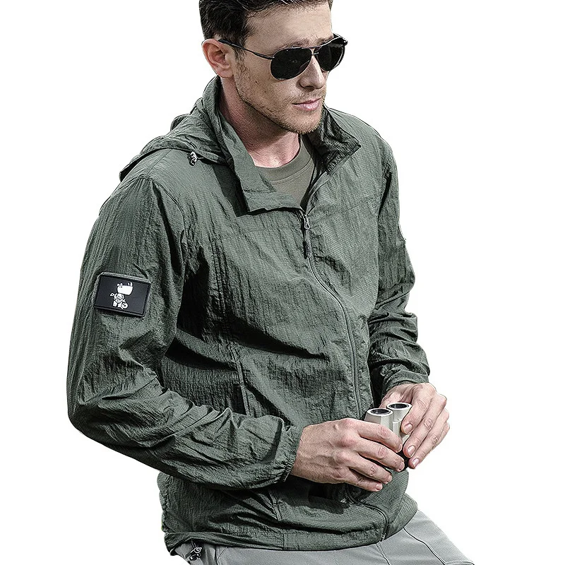 

Lightweight Waterproof Tactical Jacket Men Summer Breathable Thin Hoody Raincoat Military Portable Windbreaker Army Skin Jackets