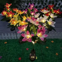 solar orchid flower landscape light artificial phalaenopsis stake lamp outdoor garden yard decorative led solar orchid light
