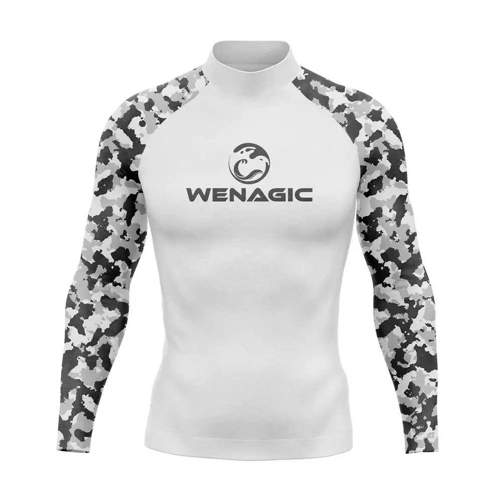 Фото WENAGIC 2022 Uv Солнцезащитная рубашка с длинным рукавом, плавательные рубашки и футболка для серфинга, Длинные рубашки для серфинга для мужчин, п... №2