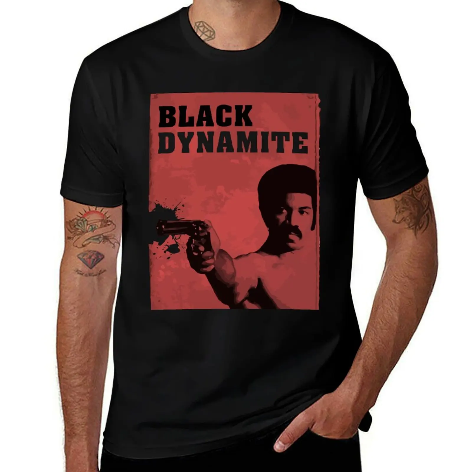 Фото Черная футболка Black Dynamite для фитнеса и тренировок, дышащая, из дышащей ткани №1