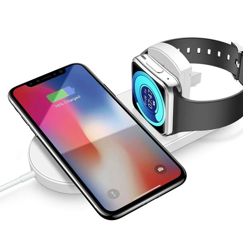 

Wireless Charger Stand Charging Pad for Apple Watch 1 2 3 4 for IPhone X XS MAX XR 8 Plus Samsung S8 S9 S10 2in1 Dock Station