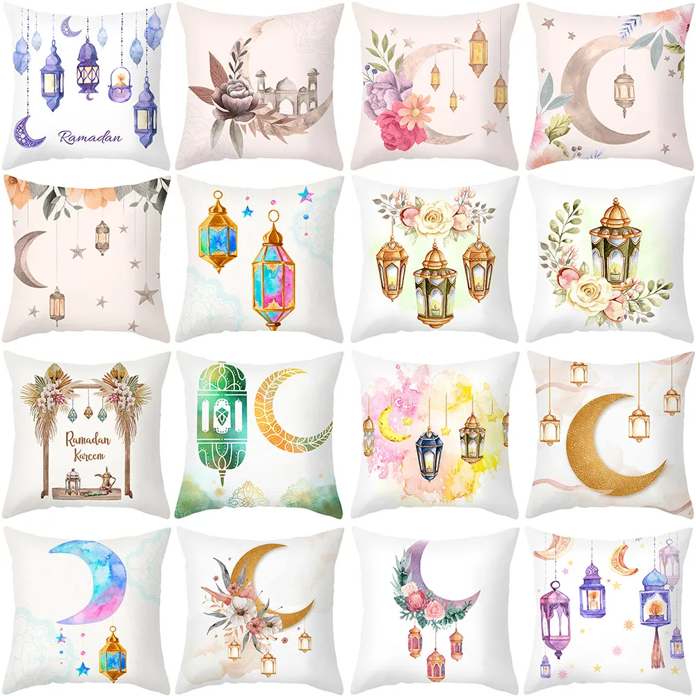 

45*45cm Ramadan Cushion Case Sofa Cushion Cover Pillow Case EID Mubarak Pillowcase Car Cushion Cover Polyester Throw Pillow Case