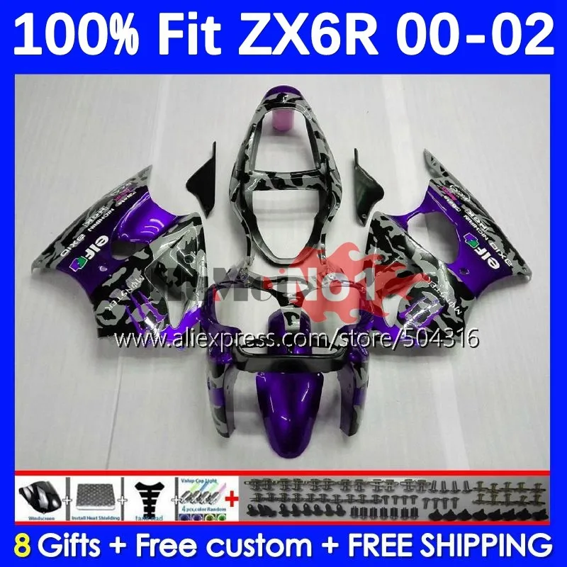 

OEM Body For KAWASAKI NINJA ZX 6R 636 600 CC 6 R 70MC.97 ZX-6R ZX636 ZX6R 00 01 02 2000 2001 2002 Injection Fairing purple gloss