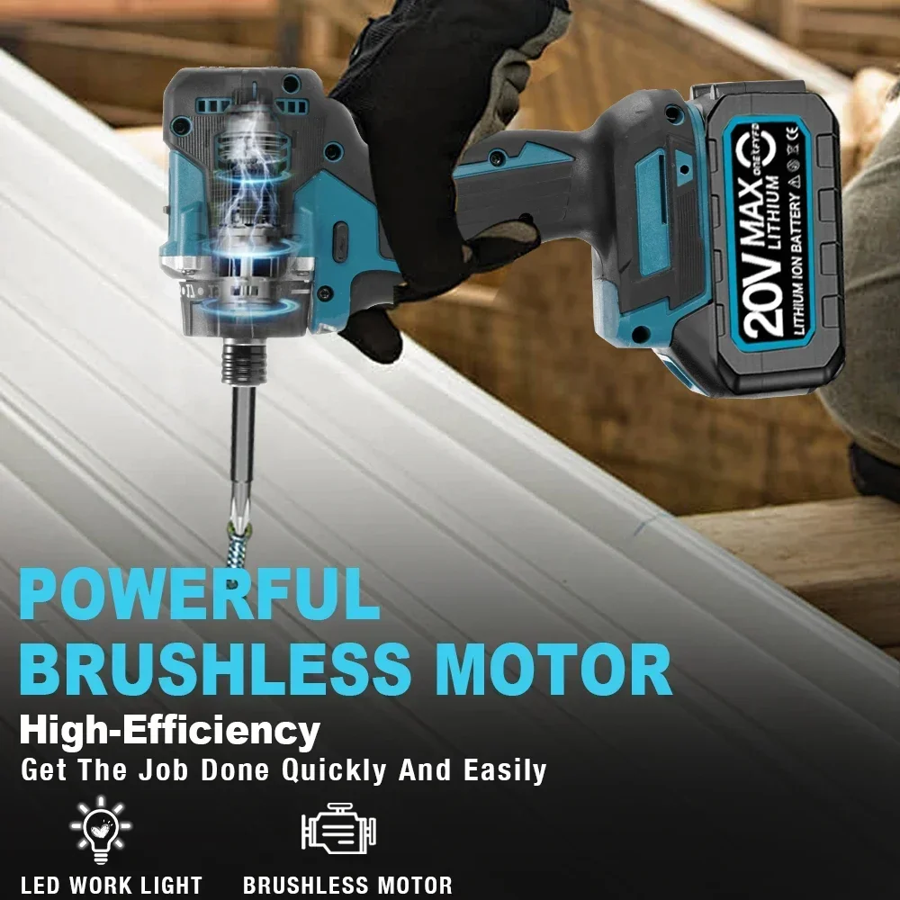 Бесщеточная электрическая отвертка с крутящим моментом 20 + 1 1/4 дюйма