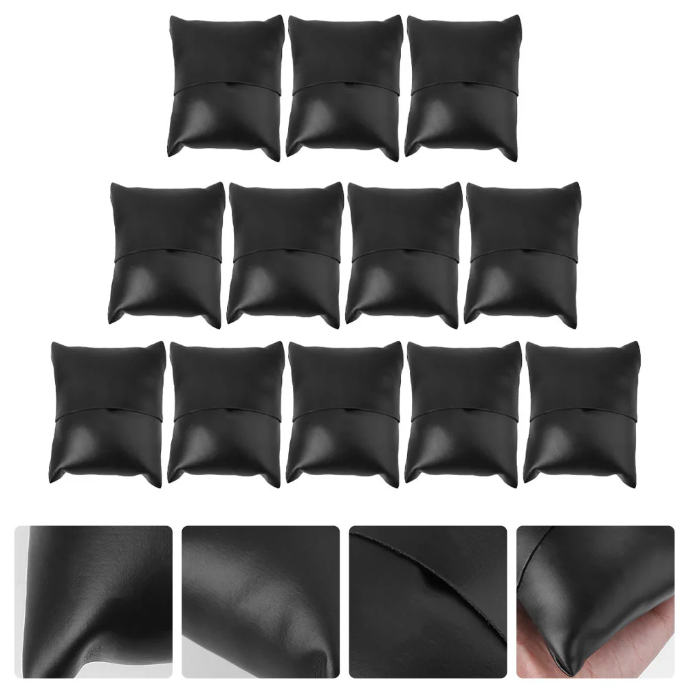 

12 Pcs Watch Box Pillow Black Bracelet Jewelry Cushions Pu Displays Holder