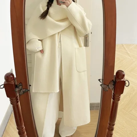 SHENGYAO женское фиолетовое шерстяное пальто oversize