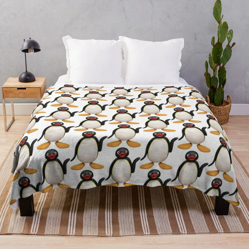 

Плед Pingu, мягкое клетчатое дизайнерское одеяло, детское одеяло, меховое одеяло