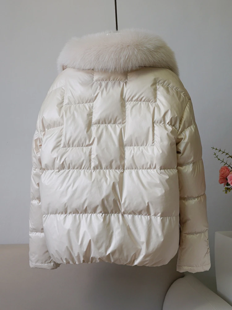 Натуральный натуральный лисьий меховой воротник 90% утиный пух пальто уличная