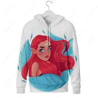 disney hoodie little mermaid 3d print princess print womens hoodie fashion street casual sweatshirt 1990s