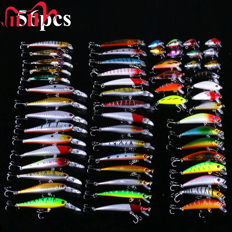 10/20/43/56pcs Mixed Fishing Lure Kits Life-like Swimbait Artificial Wobblers Hard Baits Carp Bait Professional Fishing Tackle