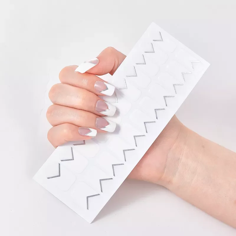 

Tips/Sheet Solid Color And Striped Manicure Nail Wraps DIY Nail Adhesive Creative Nail Decoration Minimalist Design Shiny