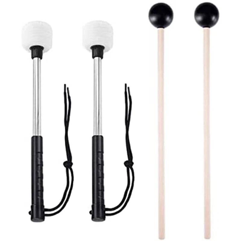 

Bass Drum Mallets Timpani Mallet Felt Sticks Metal Handle With 1 Pair Bell Mallets Glockenspiel Sticks Xylophone Mallet