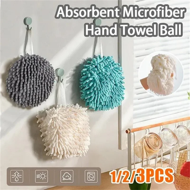 

Cute Hand Towel Kitchen Towels Bathroom Soft Plush Chenille Hanging Towel Quick-Drying Towel for Dry Hands Ball Towels for Hand