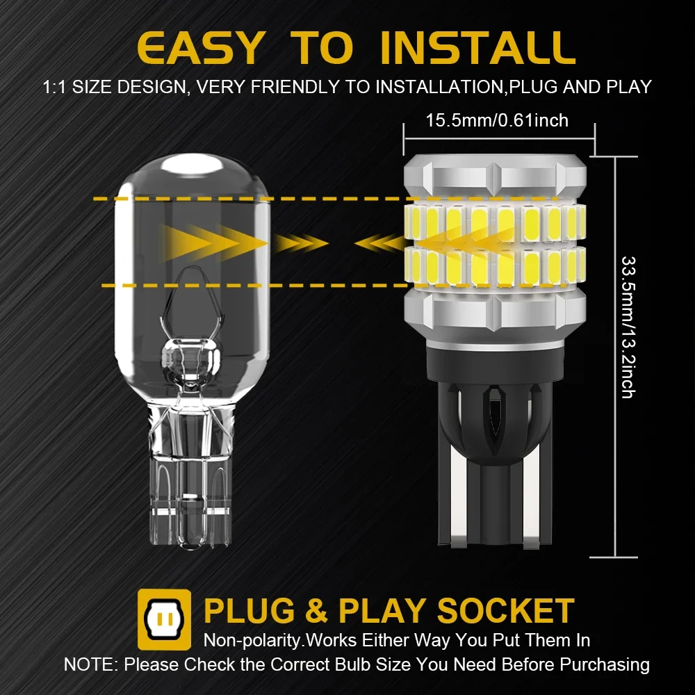 2 шт. светодиодные T15 W16W автомобильные лампы заднего хода Canbus для Mazda 3 6 CX-5 323 5 CX5 626
