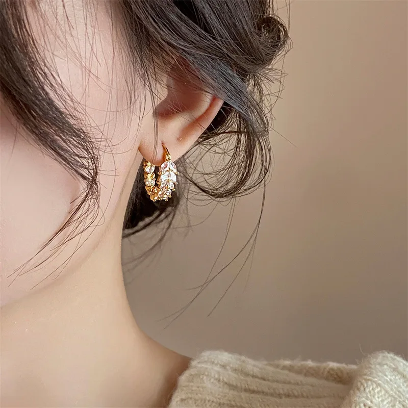 WAKA циркониевое кольцо из пшеницы с пряжкой для ушей женщин легкие роскошные