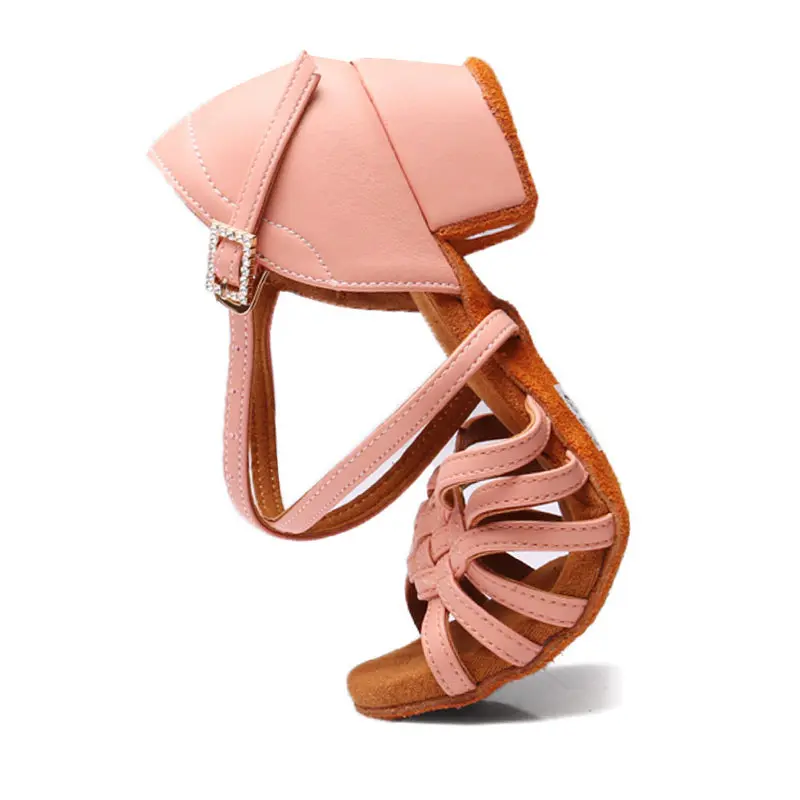 Children Latin Salsa Dance Shoes Women Ballroom Dance Shoes White Pink Heel 3cm Soft Sole Kids Girls Modern Tango Dancing Shoes