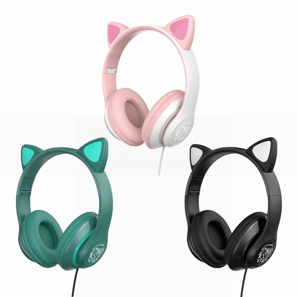 

Luminescent Wired Headset Luminous Cat Ear Childrens Gift Subwoofer Electric Earphone Game Headset Game Component