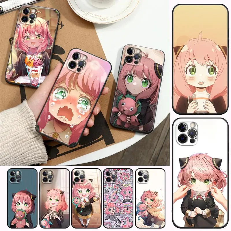 

SPY×FAMILY Anime Phone Case for iPhone14 13 12 11 PM Pro Max 8 7 SE XR XS Plus Black Soft Silicon Cover Fundas Coques Shell Capa