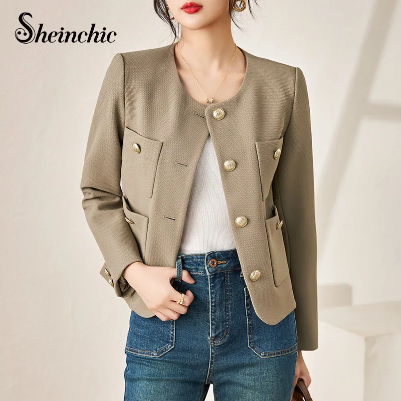 

Роскошная дизайнерская короткая женская куртка 2023, высококачественные элегантные черные женские бриджи в Корейском стиле