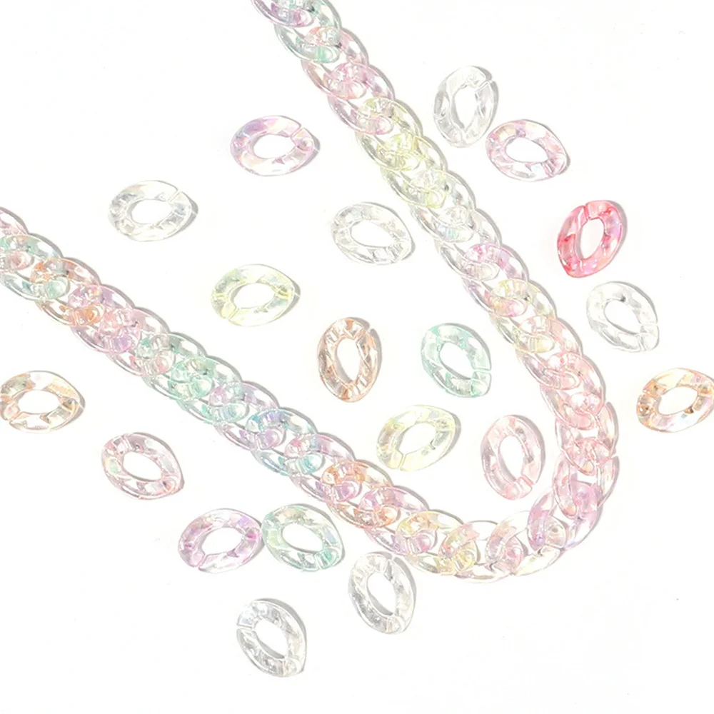 

12x16mm100pcs/bag acrylic transparent color plated chain buckle diy bag glasses chain mobile phone accessories wholesale