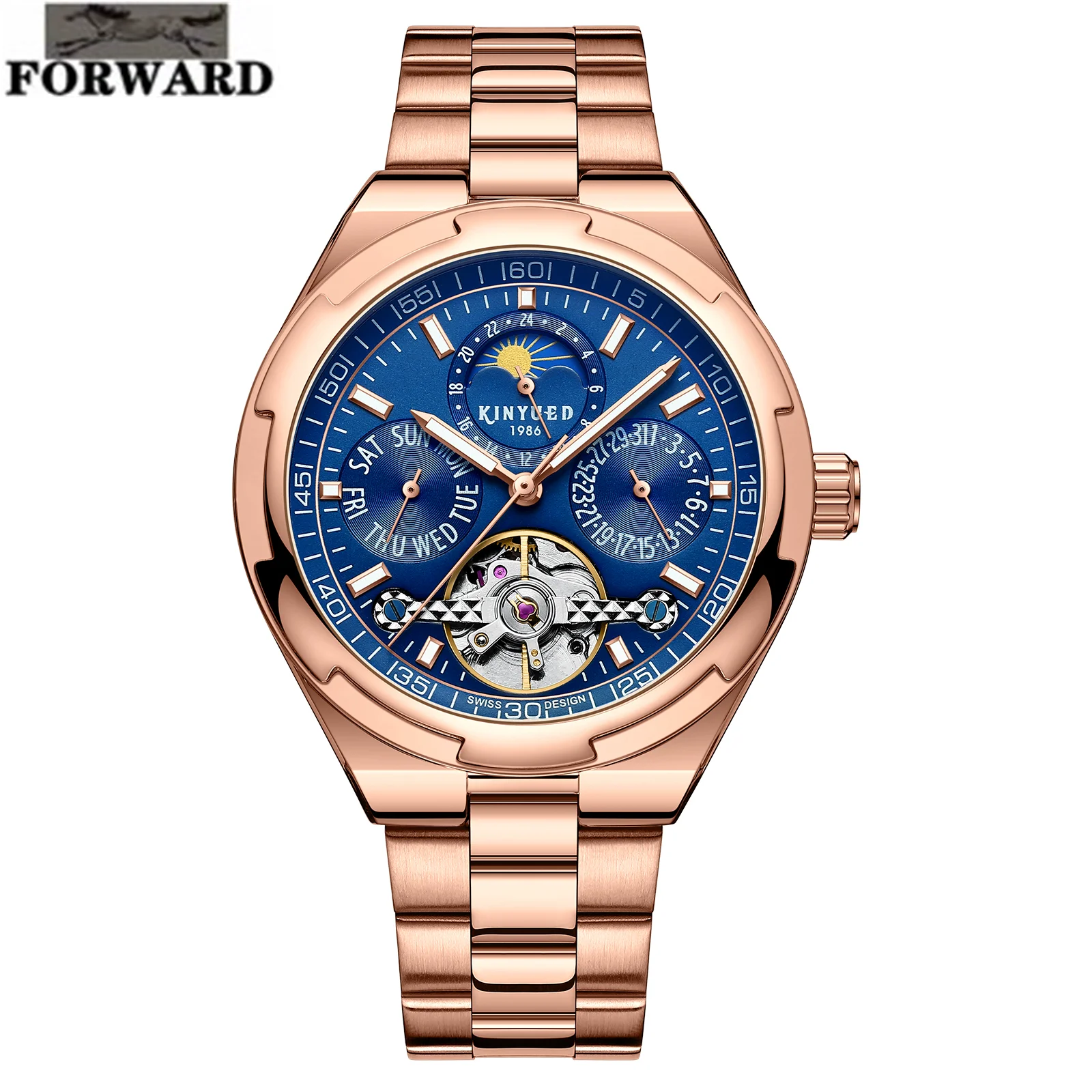 

Alloy shell Tourbillon embedded 21 diamond movement luminous waterproof Man watch Calendar Luxury automatic mechanical watch
