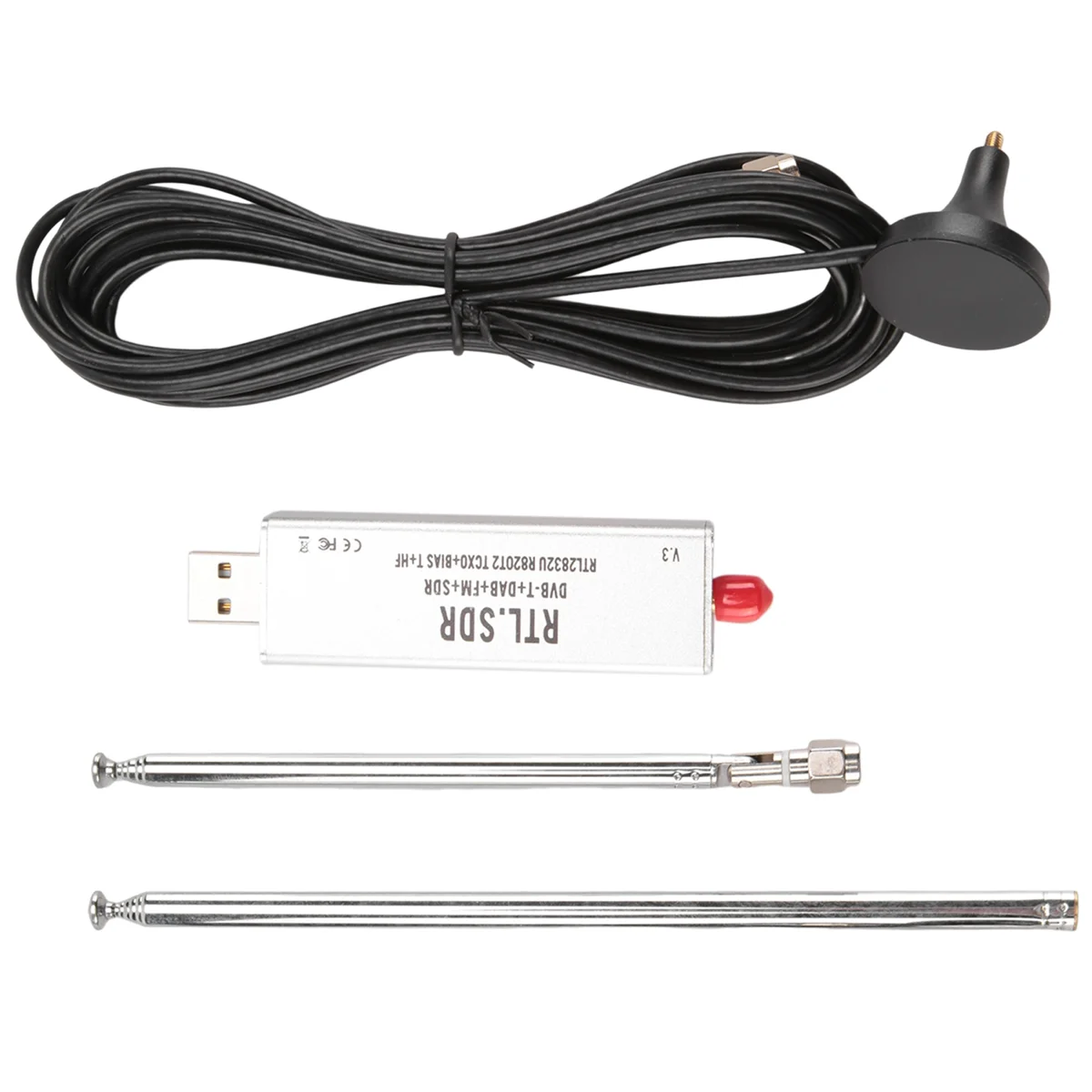 RTL-SDR R820T2 V3 RTL2832U Тюнер + телескопический антенный тюнер базовый