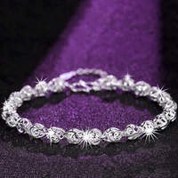crystal zircon balls hollow silver plated bracelet beads bangle bracelets women chainslady adjustable bangles rhinestone jewelry