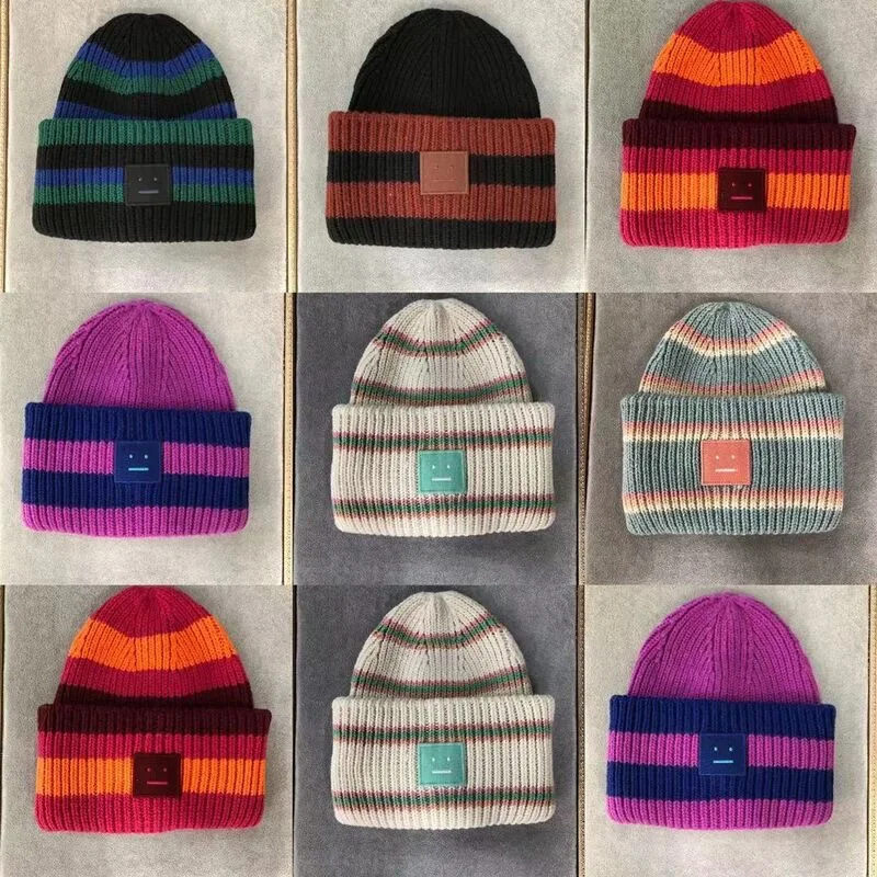 

Acne Studios Smiling Face Beanie Skull Caps Wool knitted Bonnets Eye Warm Couple Lovers Acne Hats Tide Street Hip-hop Wool Caps