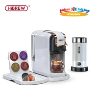 hibrew 4 in 1 multiple capsule machine full automatic with stainless steel hot cold milk foaming machine plastic tray set