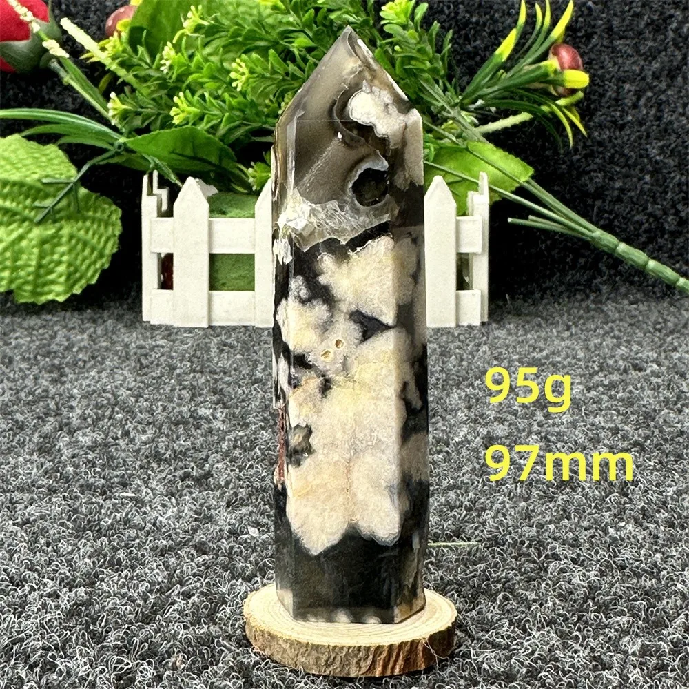 Натуральный черный цвет вишни агат кристалл энергетическая палочка Исцеление