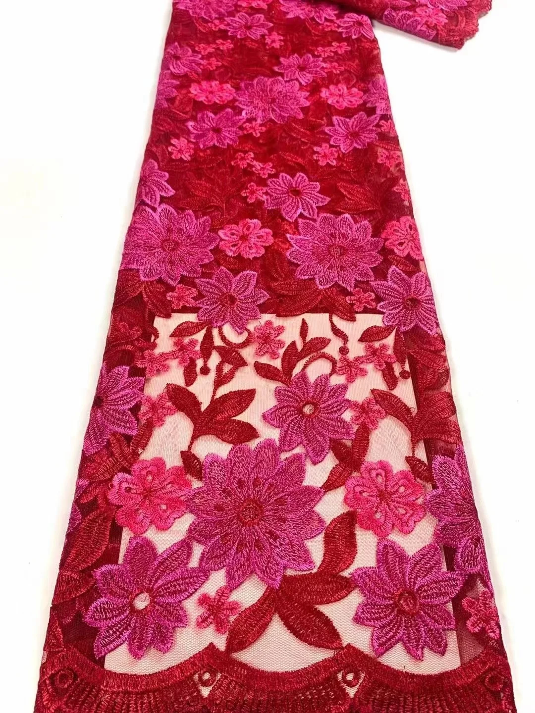 

2022 Hot Sales French Guipure Lace High Quality African Black And Red Eembroidery Cord Fabrics 5 Yards For Wedding Dress