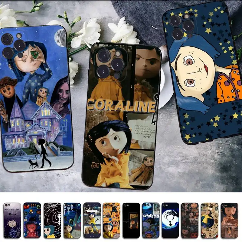 

Disney Coraline Phone Case For iPhone 14 13 12 Mini 11 Pro XS Max X XR SE 6 7 8 Plus Soft Silicone Cover