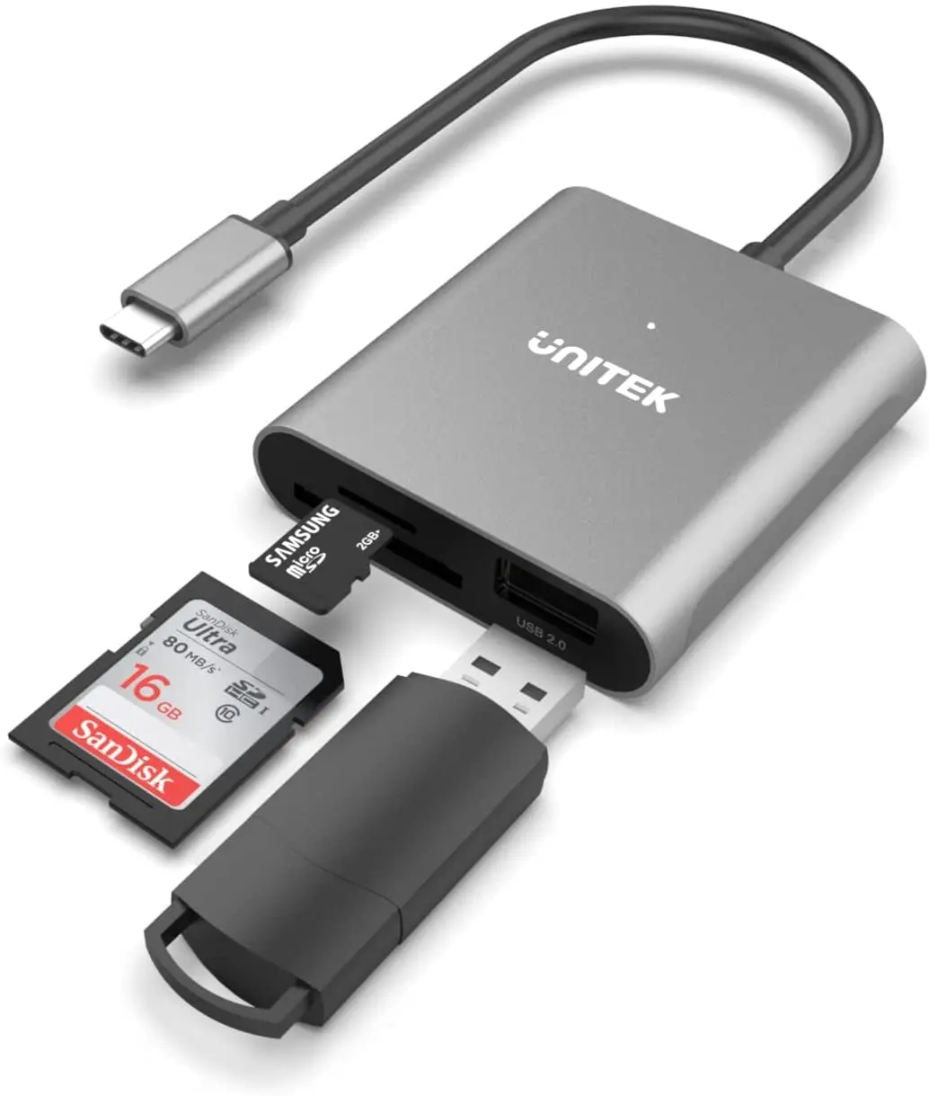 Unitek 3-em1 Leitor de Cartão tipo c 3.1 para sd Micro sd tf Cartão Usb 2.0 Hub Adaptador de Memória para Computador Portátil Acessórios do Telefone Móvel