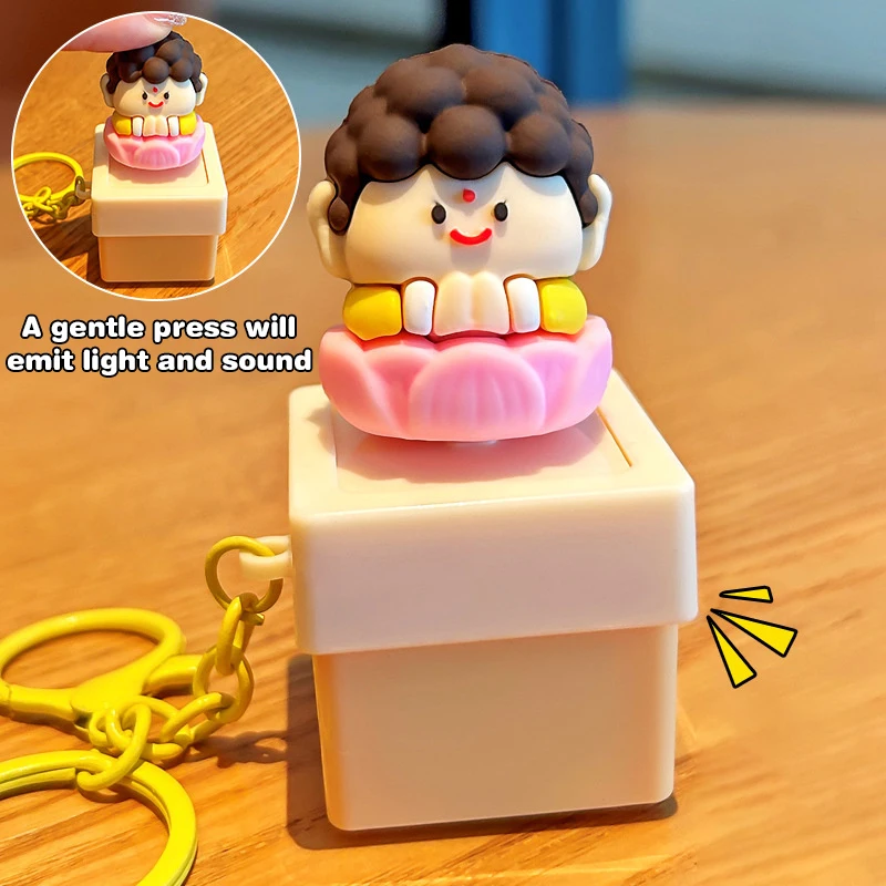 Новый мультяшный милый Будда 1 брелок для снятия стресса со звуком и светом