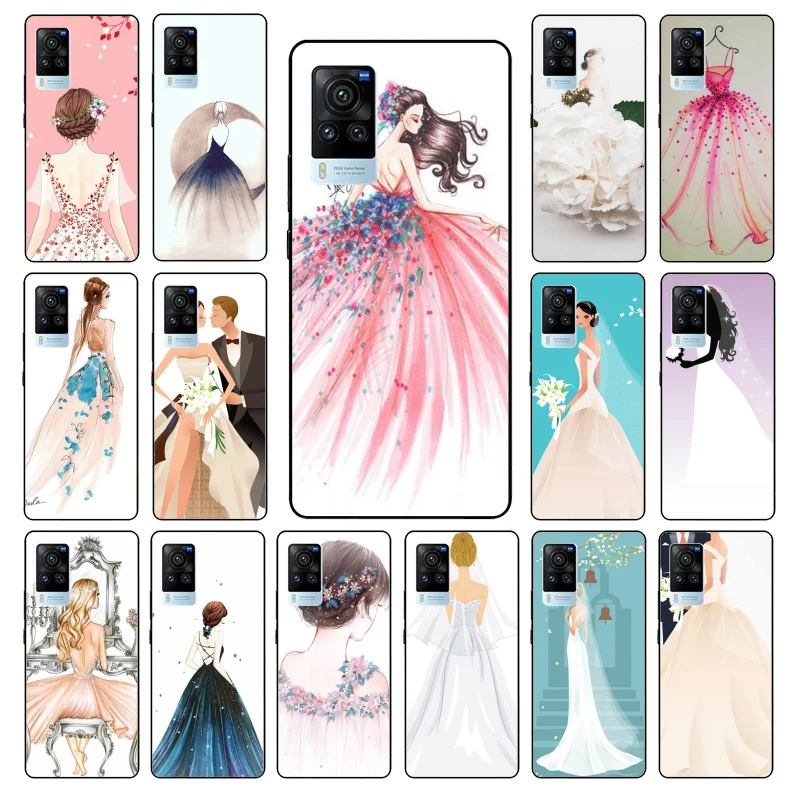 

Wedding Dress Girl Phone Case for VIVO V21e V20 SE V2023 V15 Pro V21 V19 V17 Neo 1819 1915 1907 1906 X60 Pro X50