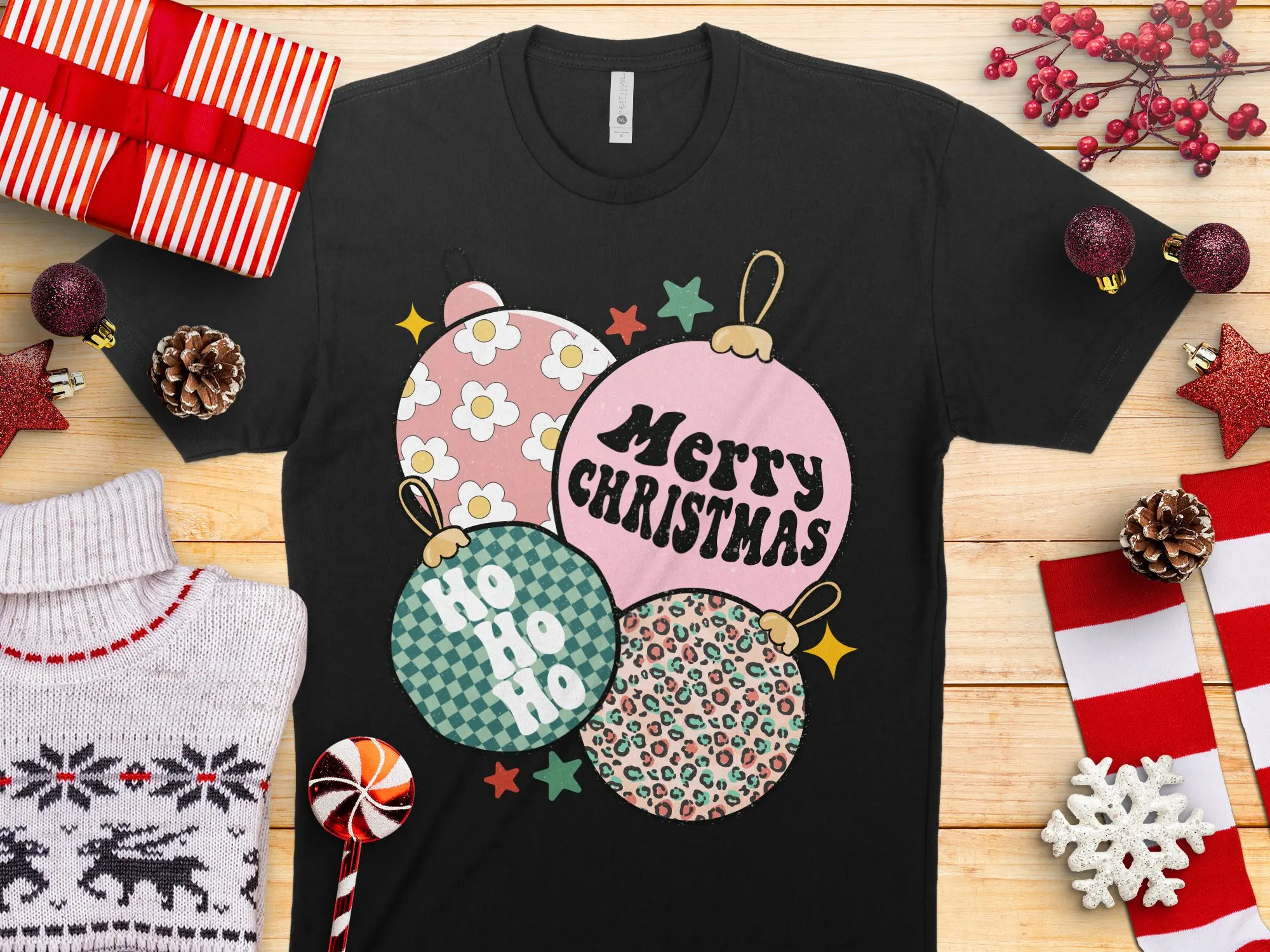 Oranement Retro Vintage Print T Shirt Winter Wonderland Secret Santa Christmas Holiday Present For Him Her