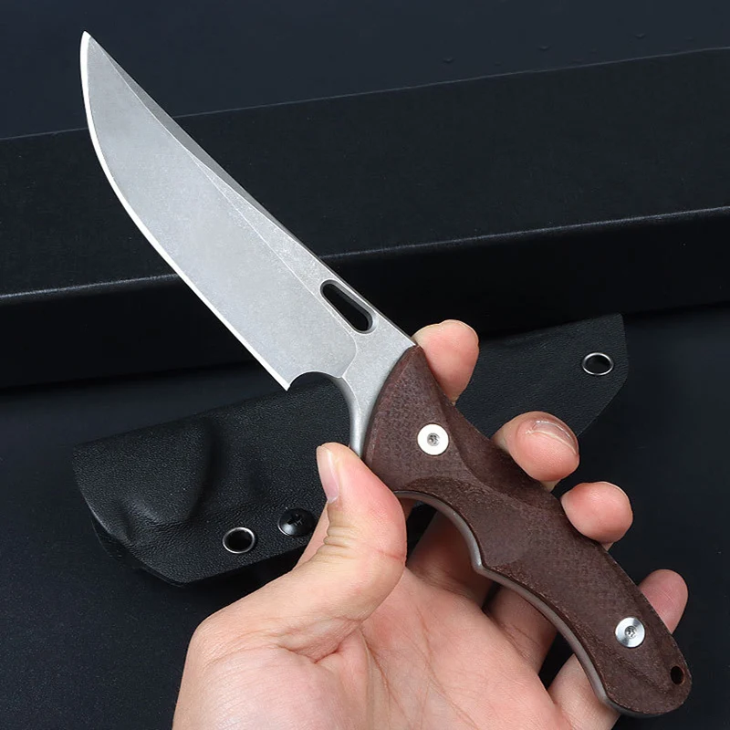 Нож с фиксированным лезвием 8CR14 стальное лезвие льняная ручка кухонные