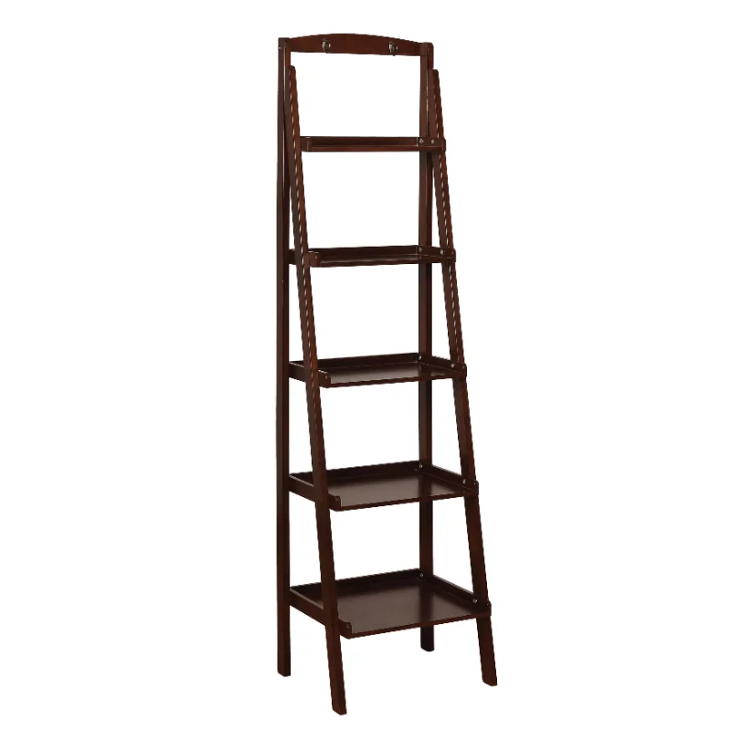 

Furniture of America 15.38"W x 18.25"D x 70.88"H 5-Shelf Ladder Freestanding Shelves, Espresso